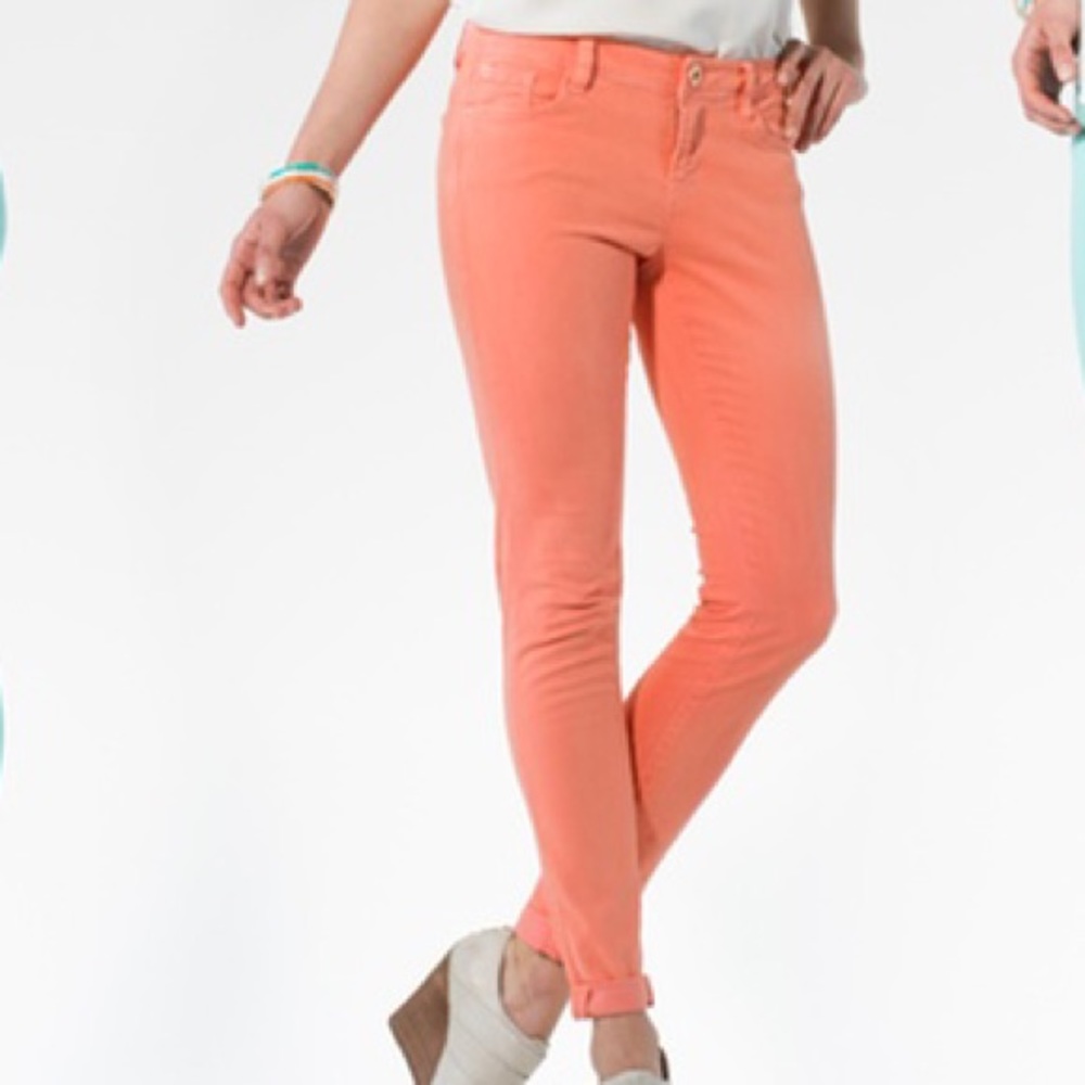 Kensie Jeans skinny pants orange pink coral